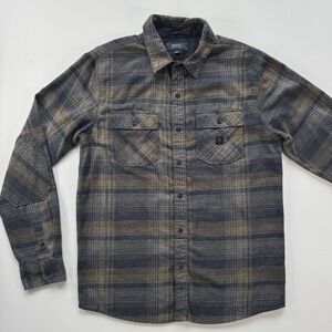 ROARK Nordsman Light Flannel Shirt Gray Plaid Mens Small Reinforced Elbow Panels